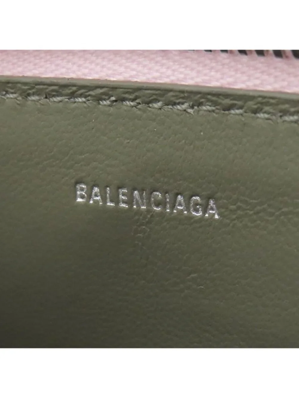 Balenciaga Coin Case Envelope Long Calf Petal Pink Army Green Matte Silver